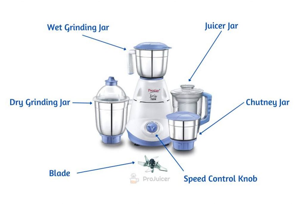 Parts and components of Of Prestige Iris 750 Watt Mixer Grinder With Juicer